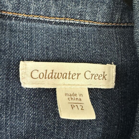 Coldwater Creek Denim Jacket Women's P12 Dark Wash Denim Button Up Cotton Blend - Picture 4 of 11